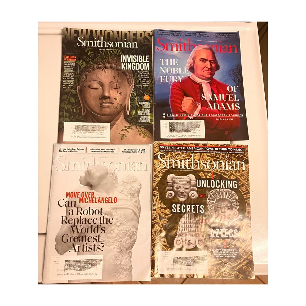 Smithsonian Magazine Lot of (4) Aztecs, Samuel Adams, Robots, Invisible Kingdom